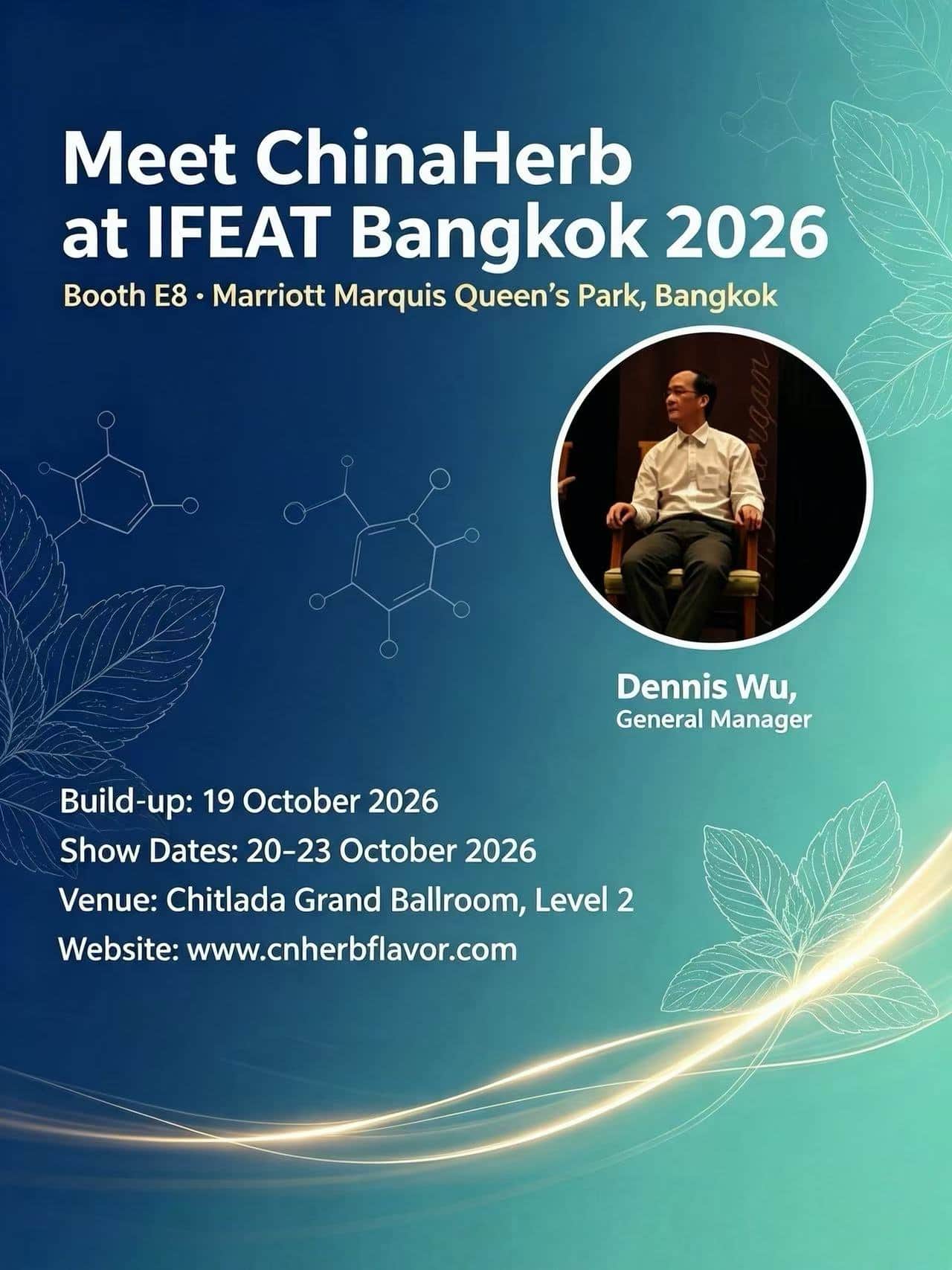 Dennis Wu를 만나보세요, IFEAT 방콕 2026의 ChinaHerb 신임 총괄 관리자